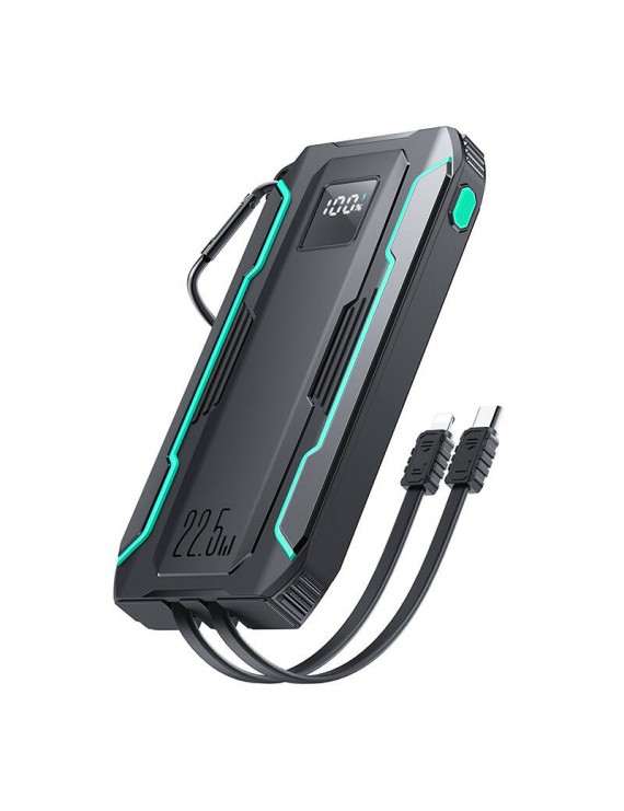 Powerbank Joyroom JR-L017 10000mAh, 22.5W, with Lightning + USB-C cable (black)