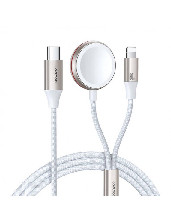 Fast Charging Magnetic Charger 2-in-1 Joyroom S-IW012 30W 1.5m (White)