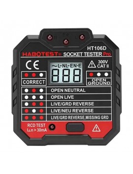 Habotest Tester Πριζών με Ψηφιακή Οθόνη HT106D (Μαύρο)