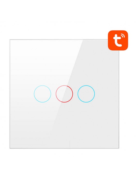 Avatto Έξυπνος Διακόπτης Χωνευτός WiFi TS02-EU-W3 (3 κουμπιά) TUYA (Λευκό)