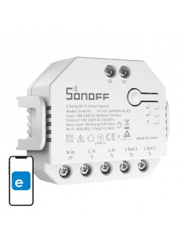 Sonoff Έξυπνος Ενδιάμεσος Διακόπτης WiFi Dual R3 (Λευκό)