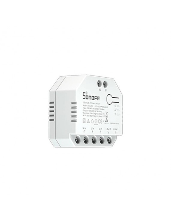 Sonoff Έξυπνος Ενδιάμεσος Διακόπτης WiFi Dual R3 (Λευκό)