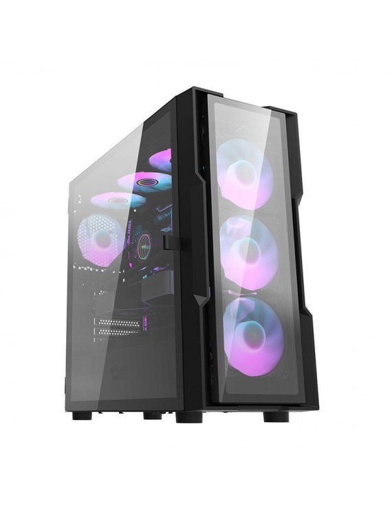 Darkflash DK431 Γυάλινη θήκη υπολογιστή (μαύρη) + 4 ανεμιστήρες RGB