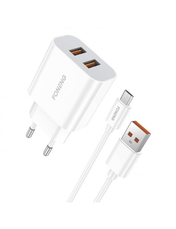 Fast charger Foneng 2x USB EU45 12W + USB Micro cable