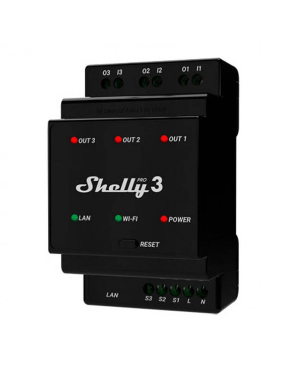 Shelly Pro 3 DIN Rail 3-channel Relay, WiFi/LAN