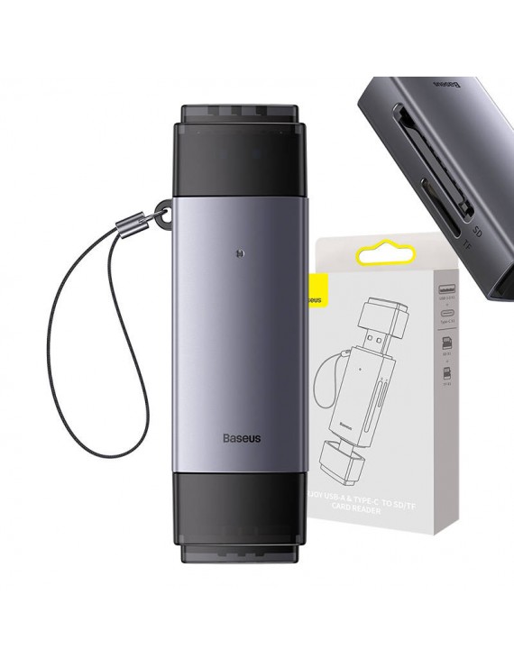 Baseus Συσκευή Ανάγνωσης Καρτών Μνήμης SD/TF, USB + USB-C Lite Series (Γκρι)