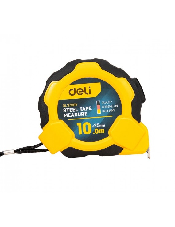 Steel Measuring Tape 10m/25mm Deli Tools EDL3799Y (yellow)