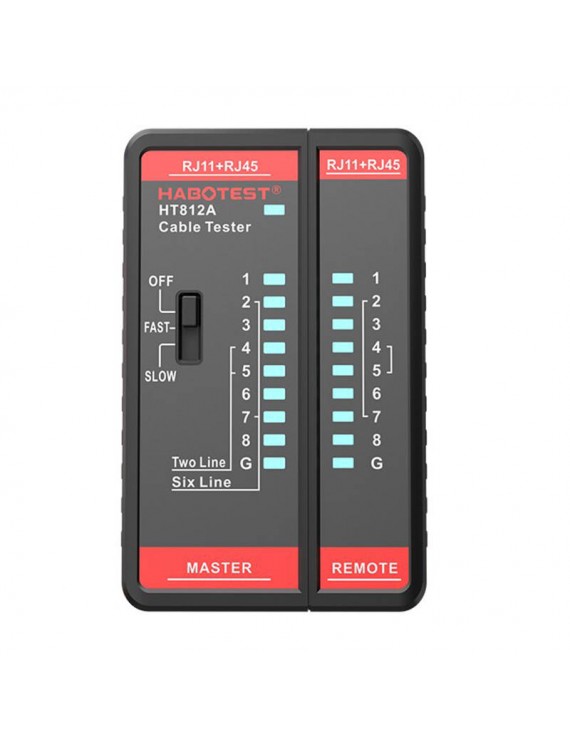 Habotest Tester Καλωδίων Δικτύου HT812A RJ45/RJ14/RJ12/RJ9 (Μαύρο)