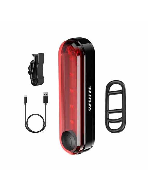 Rear bike light Superfire BTL01, USB, 230mAh