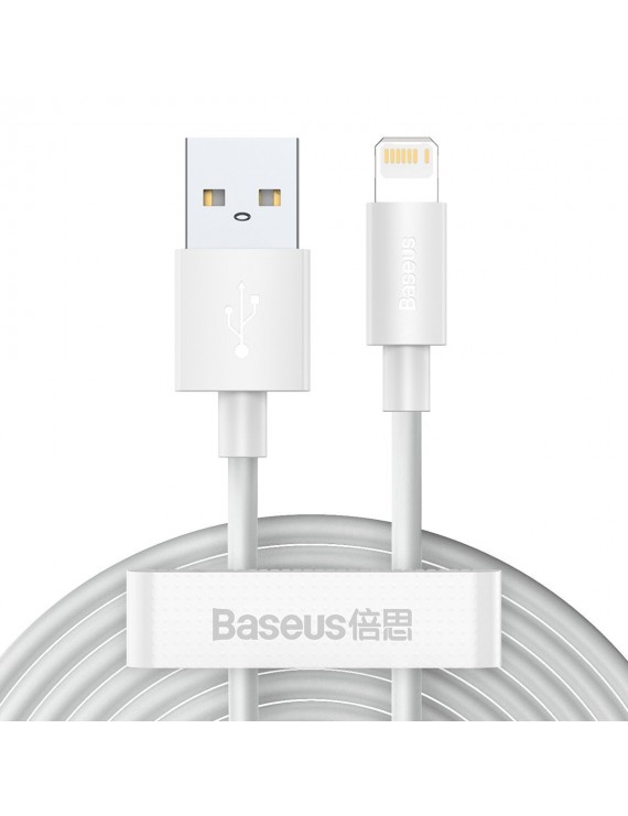 Baseus Καλώδιο USB σε Lightning Simple Wisdom 2.4A 1.5m (2τμχ) (Λευκό)
