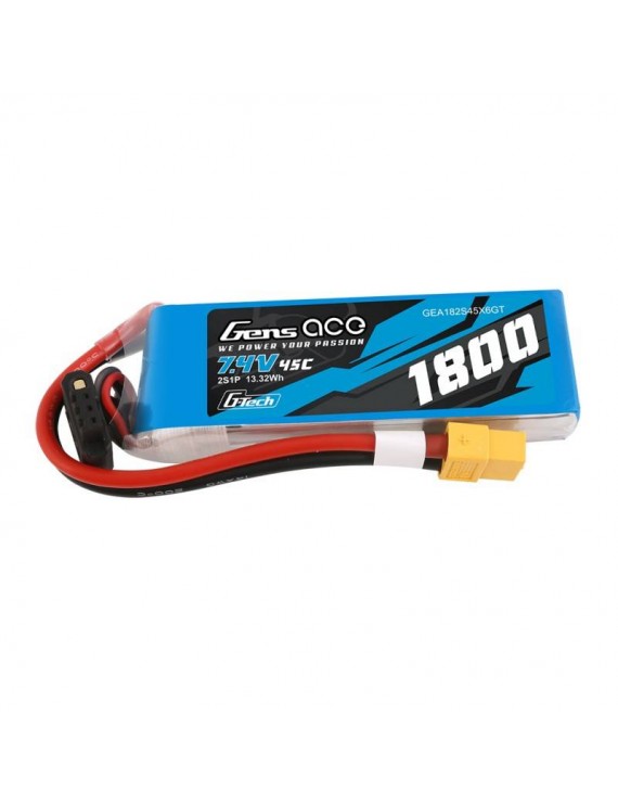 GensAce G-Tech LiPo 1800mAh 7.4V 45C 2S1P XT60 Battery