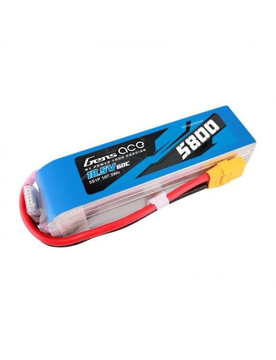 Gens ace 5800mAh 60C 18.5V 5S1P Lipo Battery Pack with XT90 plug