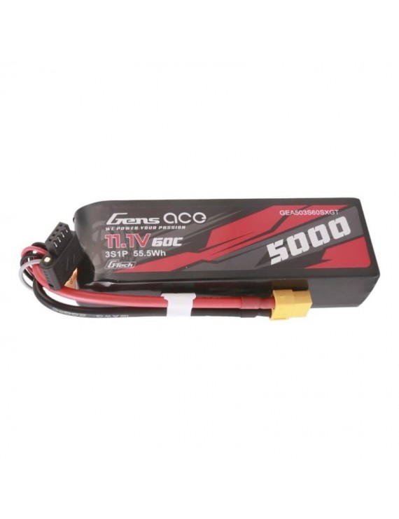 Gens ace G-Tech 5000mAh 11.1V 60C 3S1P Short-Size Lipo With XT60 Plug