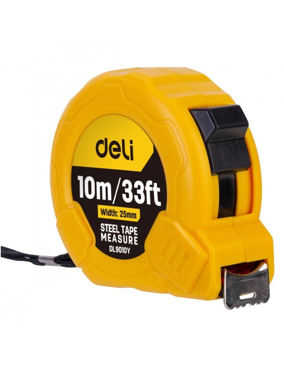 Steel Measuring Tape 10m/25mm Deli Tools EDL9010Y (yellow)