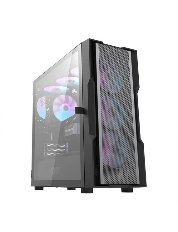 Darkflash DK431 Mesh  θήκη υπολογιστή (μαύρη) + 4 ανεμιστήρες ARGB