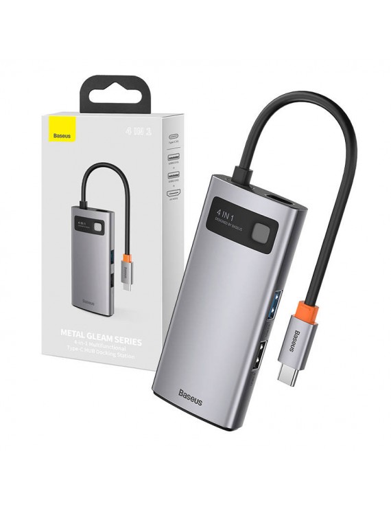 Baseus Docking Station 4σε1 Metal Gleam Series, USB-C σε USB 3.0 + USB 2.0 + HDMI + USB-C PD (Ασημί)