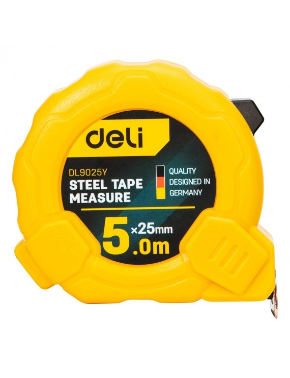 Steel Measuring Tape 5m/25mm Deli Tools EDL9025Y (yellow)