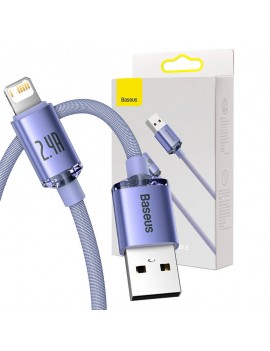 Baseus Καλώδιο USB σε Lightning Crystal Shine, 2.4A, 2m (Μοβ)