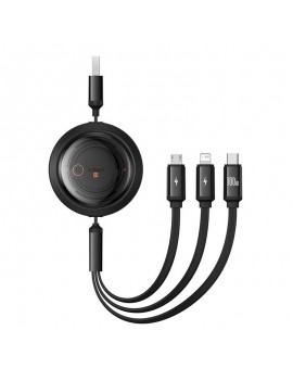 3-in-1 Baseus Free2Draw USB to M+L+C 100W cable, 1.1 m (black)