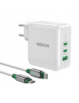 Charger MOKiN PD140W 2C1A GaN 2xUSB-C 1xUSB-A (black)