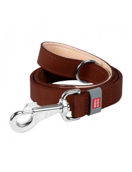 Natural leather dog leash WAUDOG W. 14mm, lgth. 122cm brown
