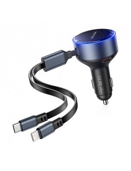 Car Charger Vention FFOB0 USB-C + cable USB-C/Lightning 30W