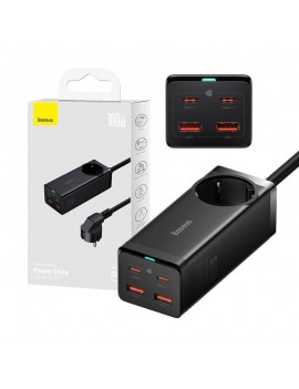 Baseus Φορτιστής/Πολύπριζο GaN3 Pro 2xUSB + 2xUSB-C + AC, 100W (Μαύρο)
