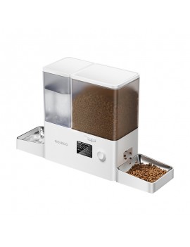 Rojeco 2 in 1 Pet Water Fountain 3.5L & Feeder 5L Button Verson (white)