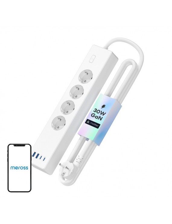 Meross MSP844(EU) smart fast charging power strip, 4 outlets + 2x USB-A + 2x USB-C (Matter)