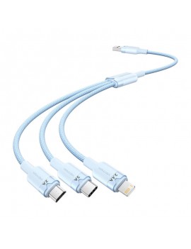 USB 2.0 A Male to 3in1 3A Cable Vention CTPLG 1.5M (Blue)