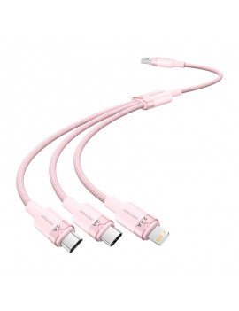 USB 2.0 A Male to 3in1 3A Cable Vention CTPPG 1.5M (Pink)