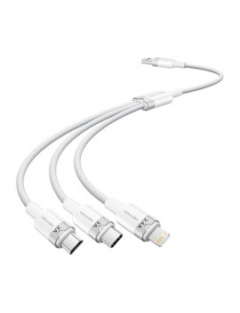USB 2.0 A Male to 3in1 3A Cable Vention CTPWG 1.5M (White)