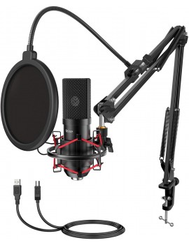 Fifine Condenser microphone with tripod T732 (black)