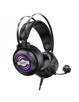 Stereo Gaming Headphone W101 Streamer dual 3.5mm USB connection with Microphone LED 7 Colors Black