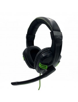 Stereo Headphone Media-Tech COBRA PRO OUTBREAK MT3602 Dual 3.5mm Connector for Gamers with Microphone and 2 Meters Braided Cable. Black-Green