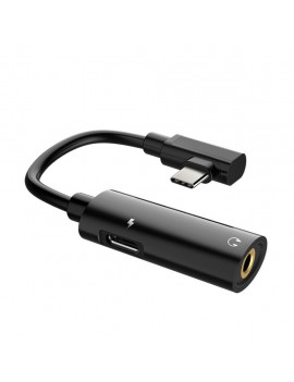 Adaptor Hoco LS19 2 in 1 USB-C to USB-C Female and 3.5mm 1.5A Female Black