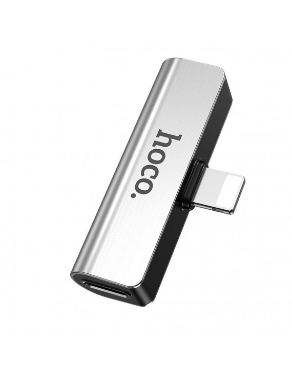 Adapter Hoco LS25 from Lightning to 3.5mm and Lightning  2.0A Silver