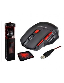 Wired Gaming Mouse Keywin 7D with 7 Buttons, 3200 DPI and Mousepad Black - Green