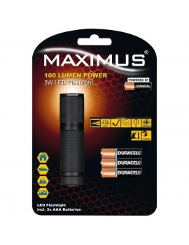 Flashlight Aluminium Maximus 3W Led Flashlight IPX4 100 Lumens Distance 100m Black