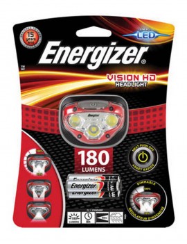 Energizer Vision HD Headlight 3 Led 300 Lumens with Batteries 3 x AAA Red