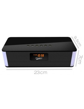 Wireless Portable Speaker Musky DY21L 2x4W Black with FM Radio Alarm Clock Audio-In and Built-in Microphone USB Slot