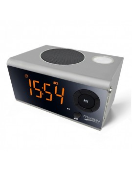 Portable Bluetooth Speaker Musky DY40 5W Bluetooth V4.2 LED Display Alarm Clock Radio, AUX, Micro SD and Night Light Silver