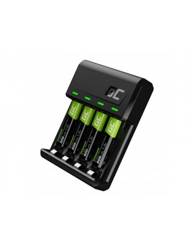 Battery Charger  Green Cell GRSETGC03 VitalCharger για AA/AAA Micro USB and USB-C port  0.5W/1.5V/1.2A with 2xAA 2000mAh 2xAAA 800mAh