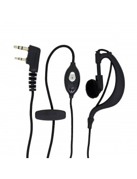 Hands Free Mono Ancus HiConnect with dual connector 2.5mm & 3.5mm with operating button and braided cable for Walkie Talkie Black Bulk