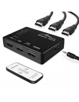 HDMI Switch Media-Tech MT5207 of 5 ports with 4K support and Remote Control. Black
