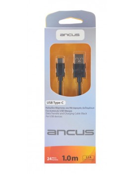 Data Cable Ancus USB to USB-C 2.1A Black 1m