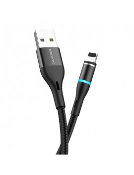 Data Cable Borofone BU16 Skill USB to Lightning with Magnetic Detachable Plug Metal Black 1m