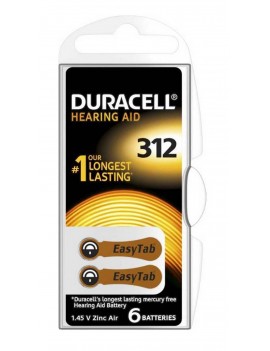 Hearing Aid Batteries Duracell 312 Activair 1,45V Pcs. 6
