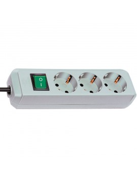 Power Strip Brennenstuhl  with 3 Inlet Sockets and On / Off Switch Cable 1.5 m IP20 Gray with Black Cable