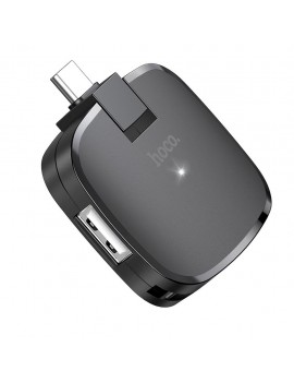 USB-C Hub Converter Hoco HB11 with 3 Ports USB 2.0, OTG Suppor and LED Indicatort Aluminum Gray
